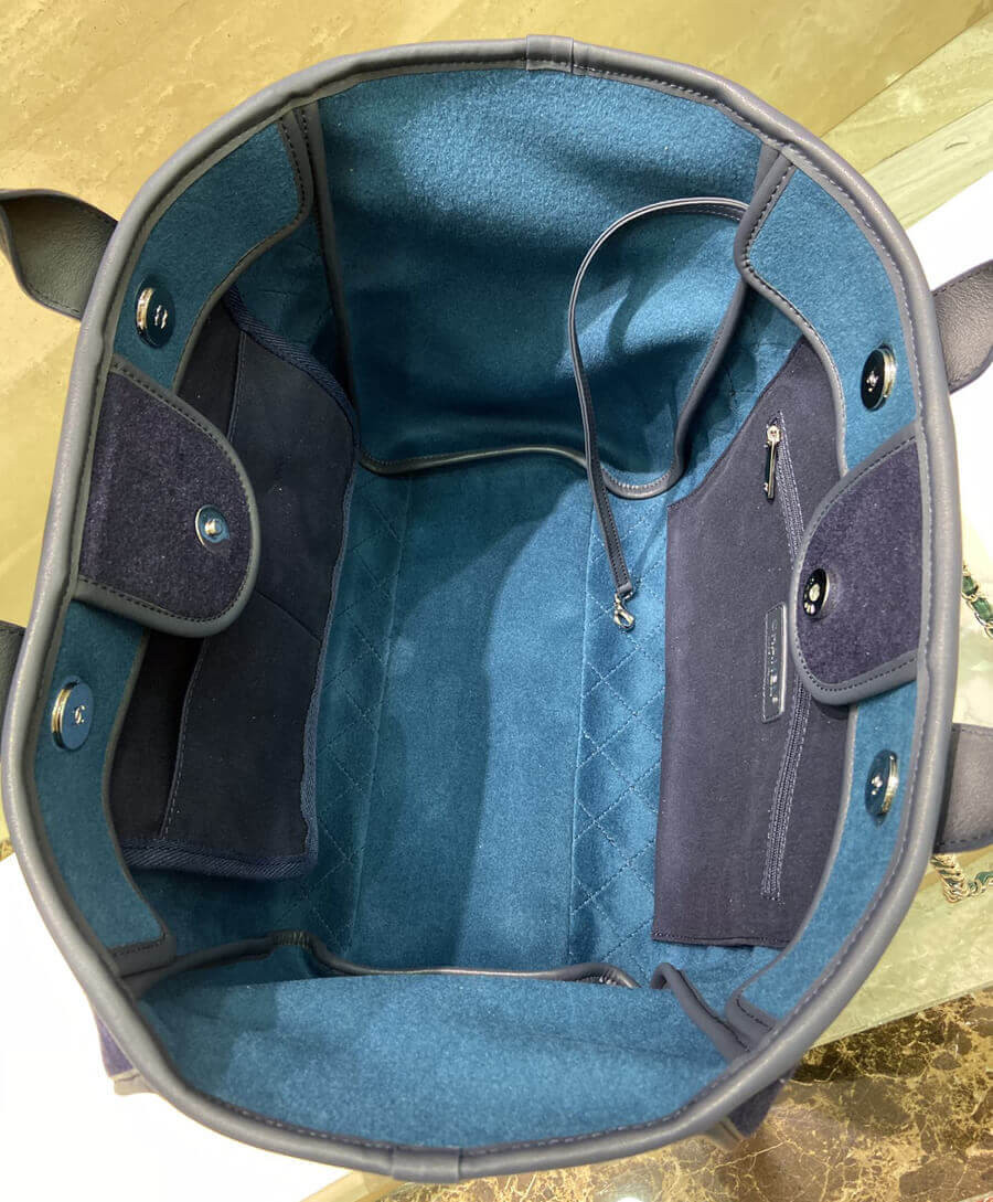 Chanel Wool Felt Deauville Shopping Bag A60598 Blue