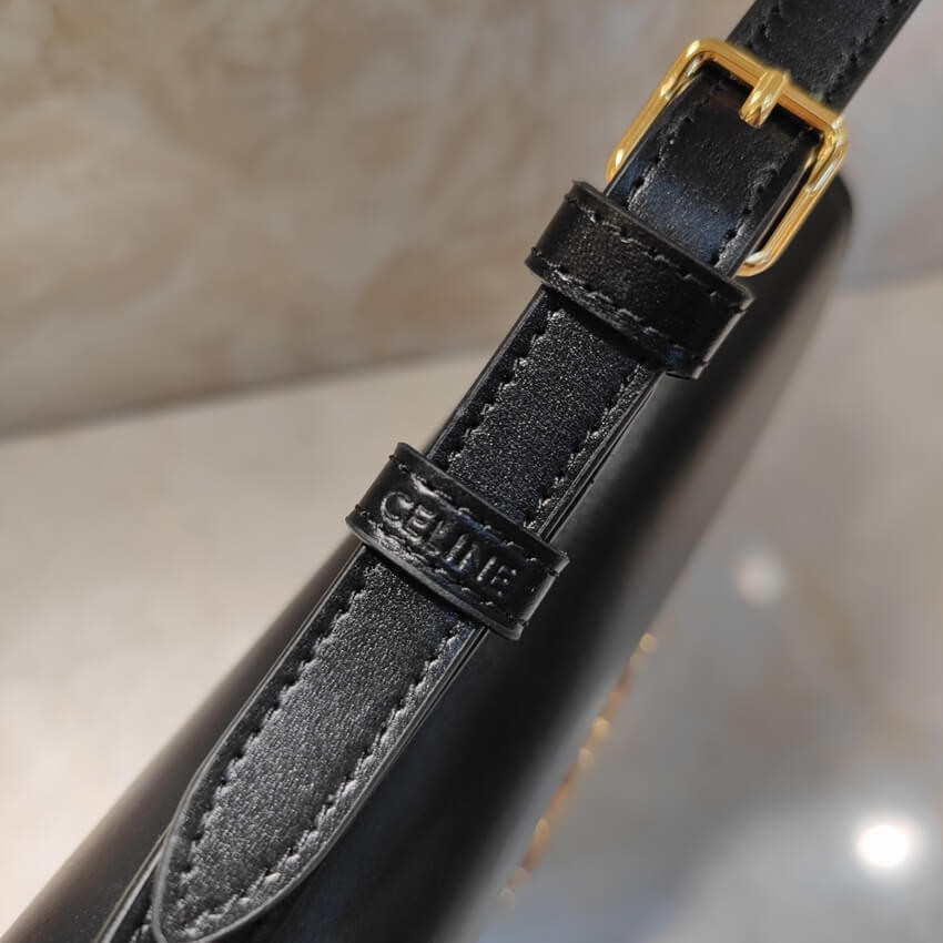 Celine Triomphe Shoulder Bag In Shiny Calfskin 194143 Black