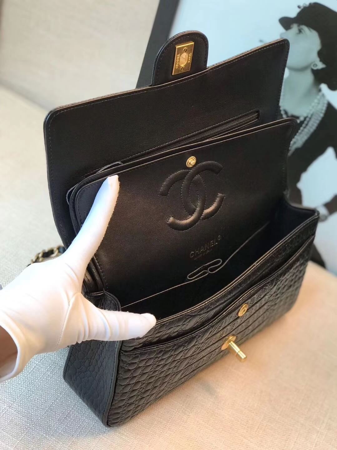 Chanel Alligator Flap Classic Bag 1112