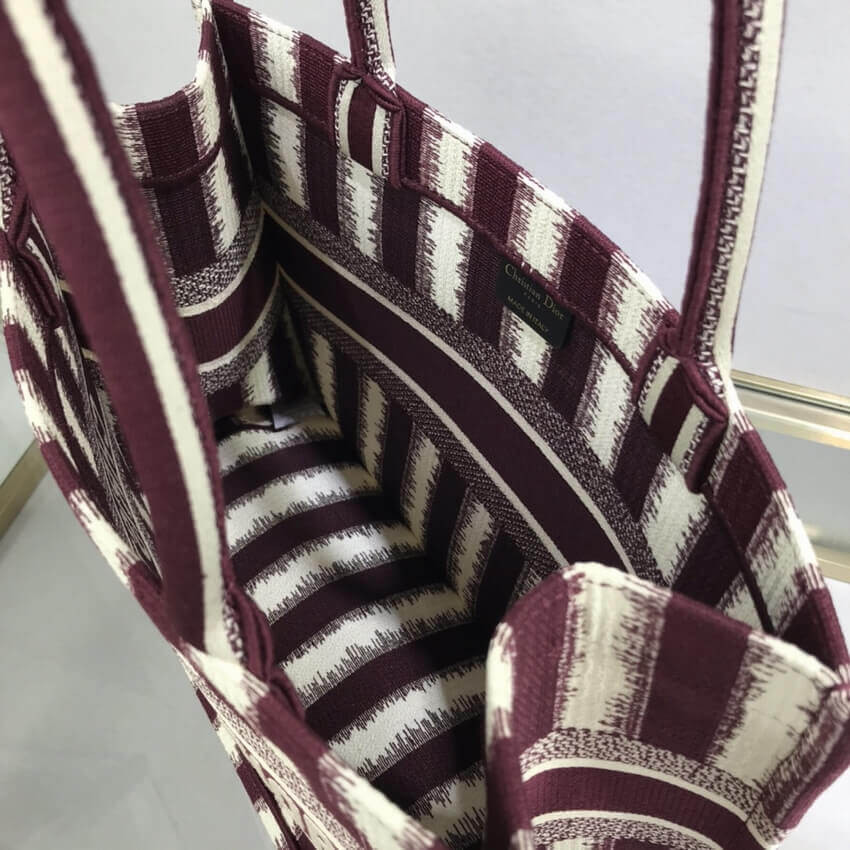 Dior Small Book Tote D-Stripes Embroidery M1296