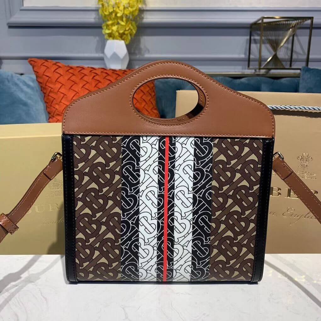 Burberry Small Monogram Stripe E-canvas Pocket Bag 80193631