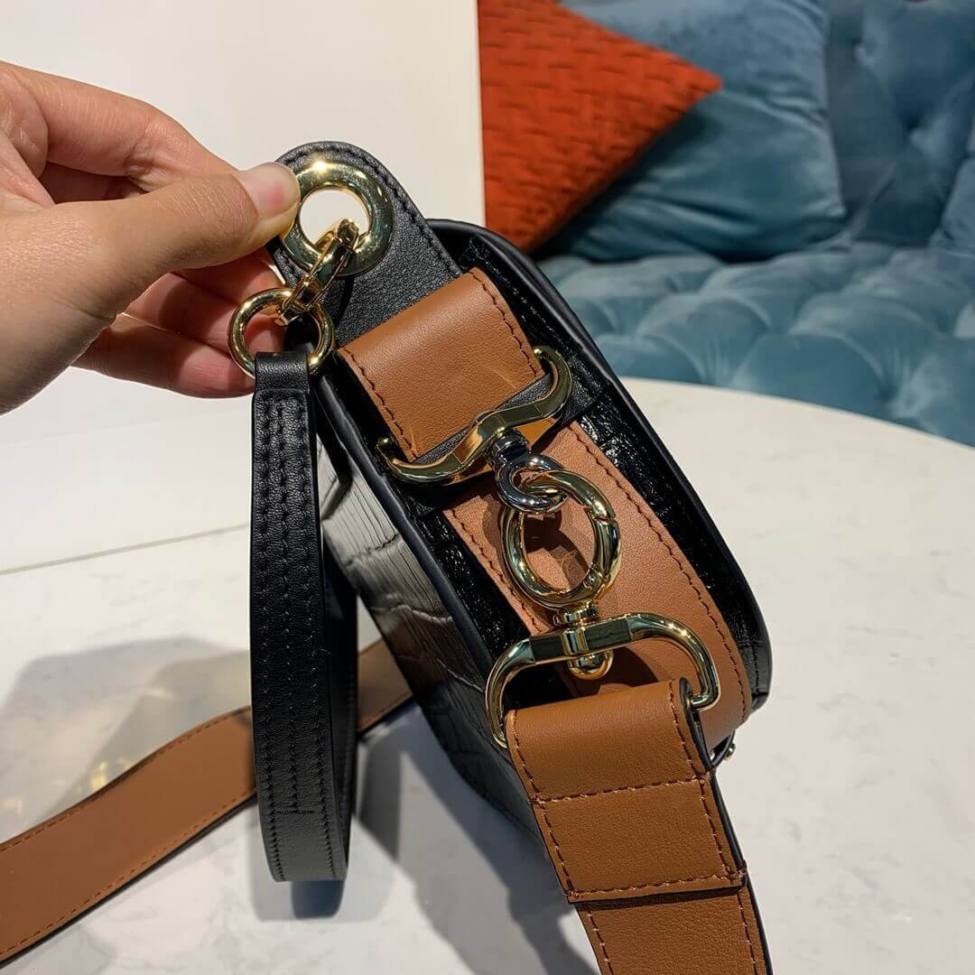 Chloe Small Tess Bag In Embossed Croco A876