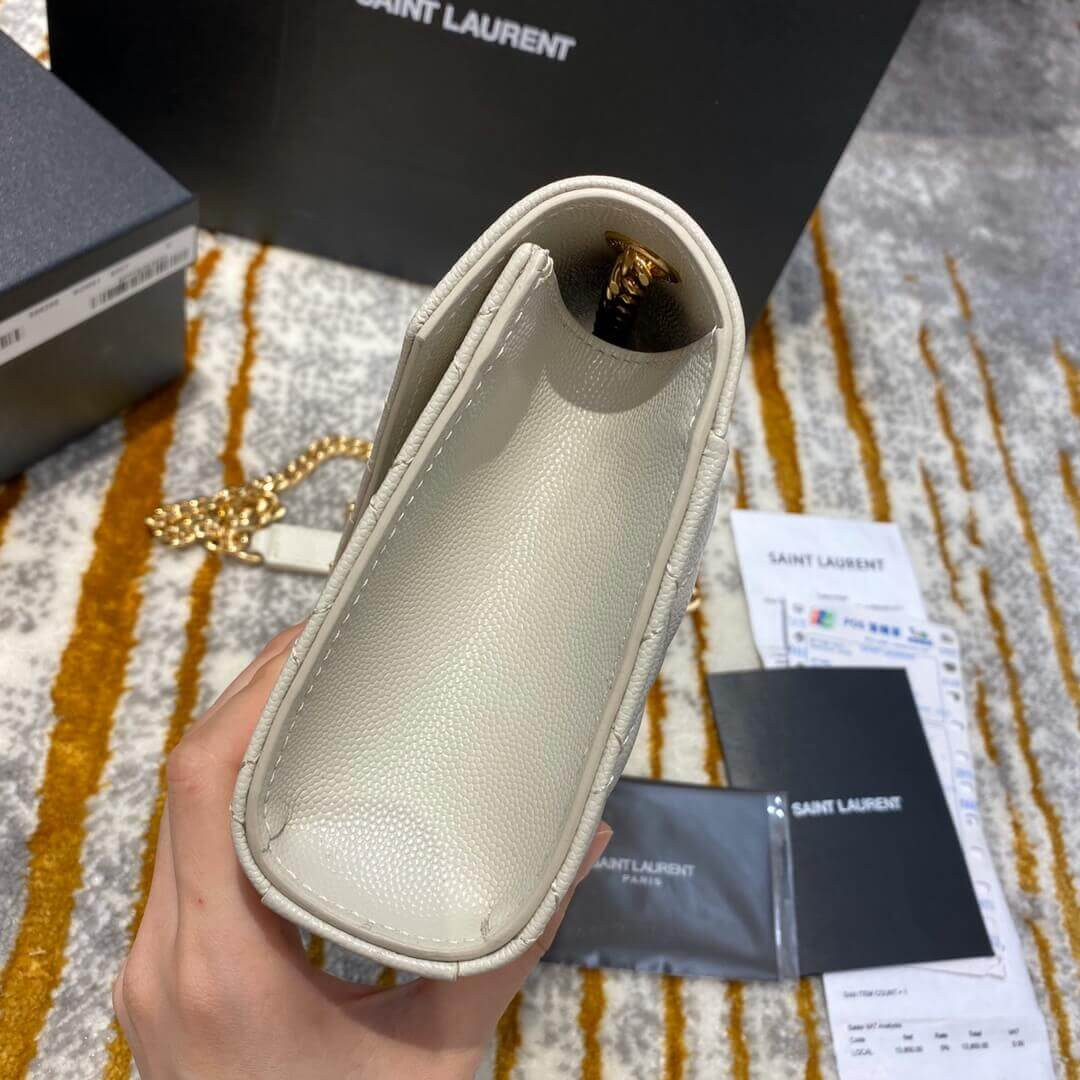 Saint Laurent Grain Leather Envelope Small Bag 526286 White