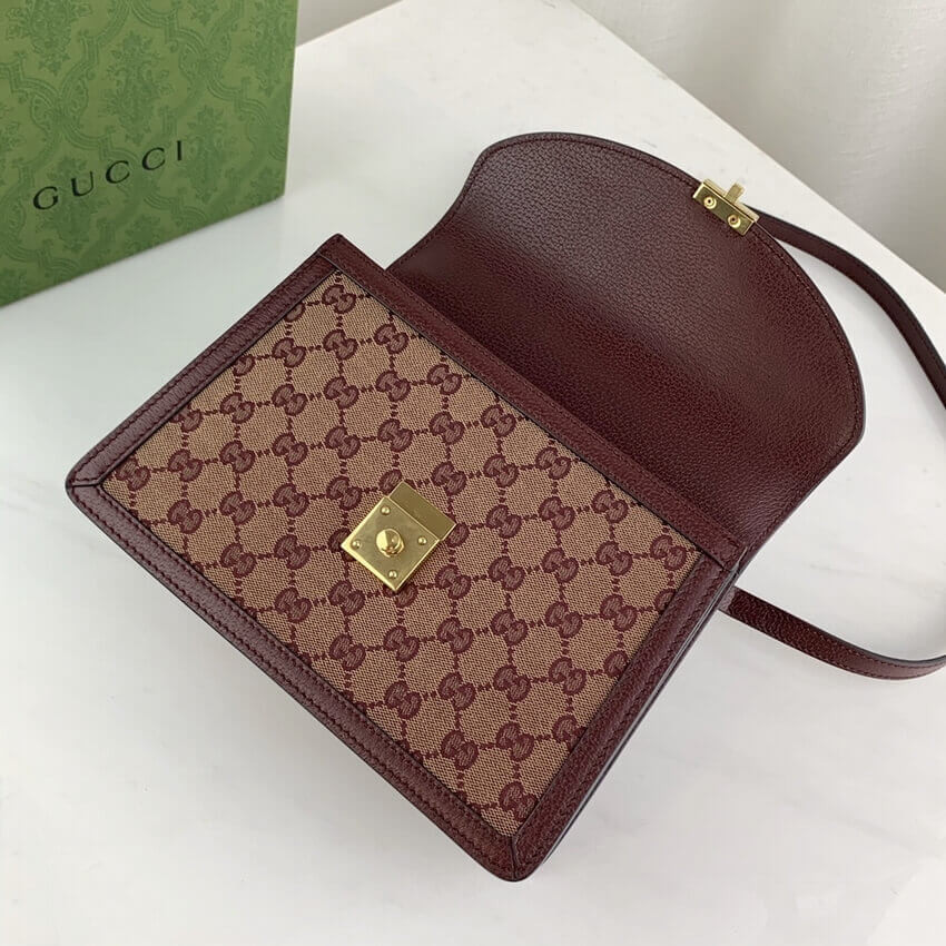 Gucci Ophidia Small Top Handle Bag With Web 651055 Burgundy