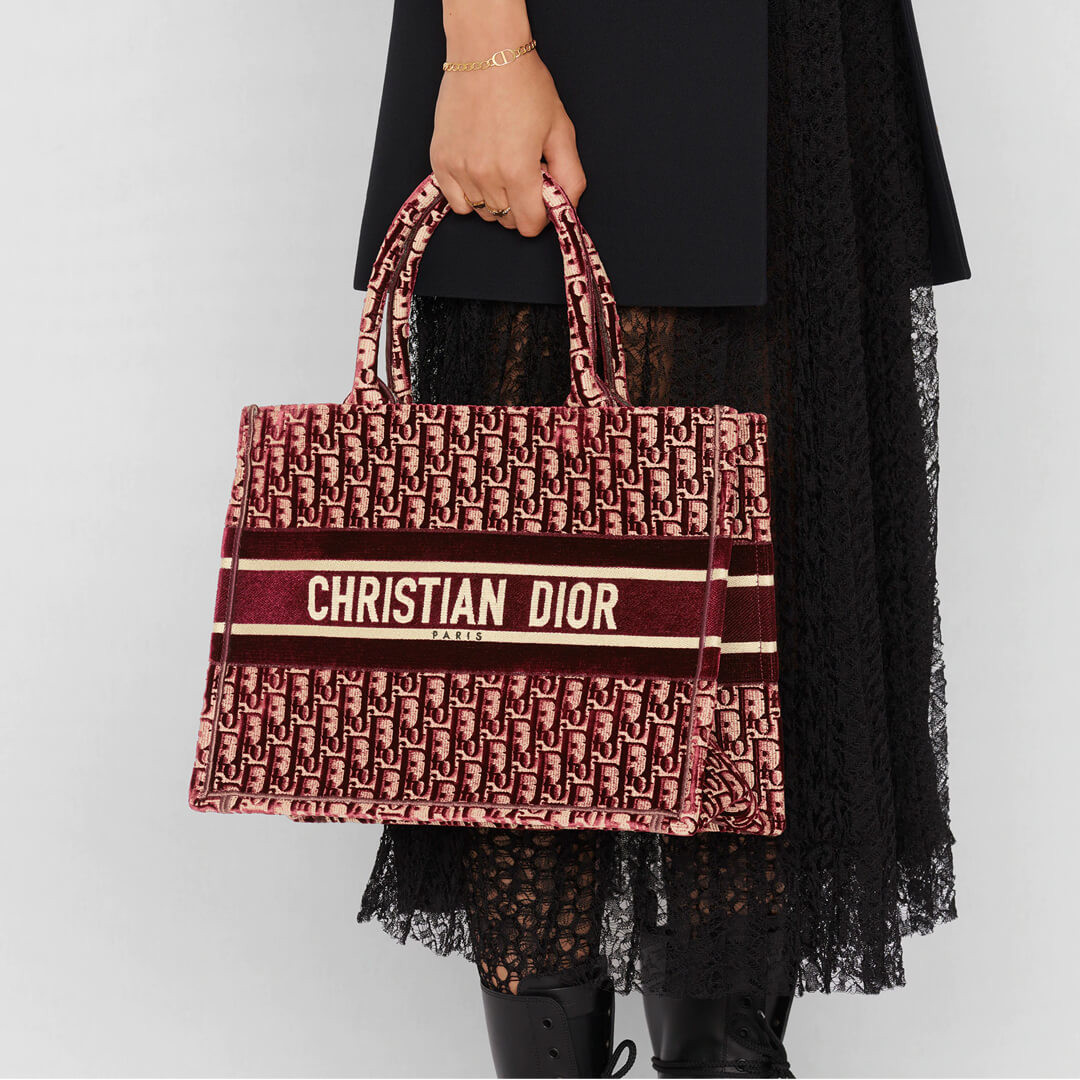 Christian Dior Small Book Tote Embossed Velvet M1296