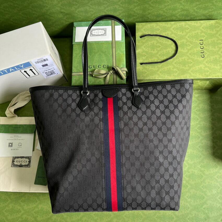 Balenciaga x Gucci Hacker Large Tote Bag 680127 Black