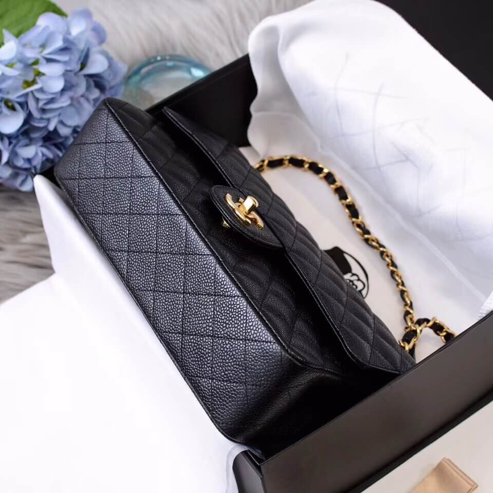 Chanel Caviar Calfskin Classic Flap Bag A01112 Black