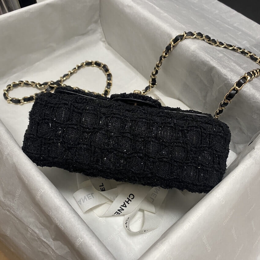 Chanel 20cm Classic Flap Bag in Black Tweed 1116