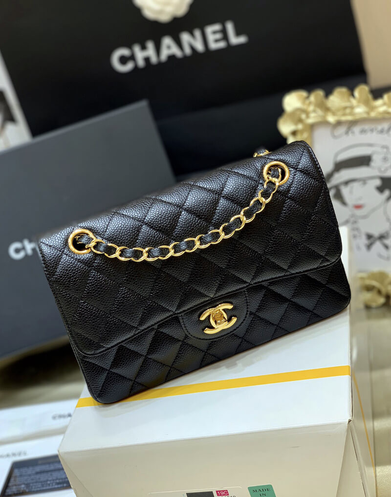 Chanel Small Classic Double Flap Bag A01113 Caviar Calfskin