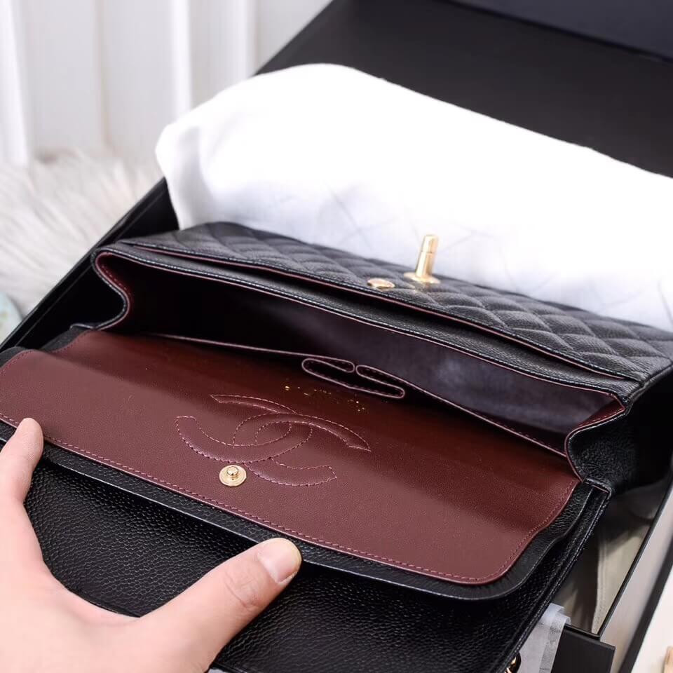 Chanel Caviar Calfskin Classic Flap Bag A01112 Black