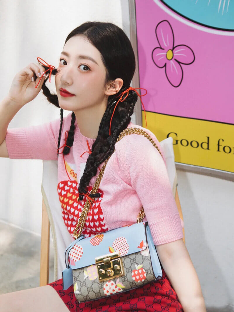 Gucci Padlock Heart Apple Pattern Small Shoulder Bag 409487