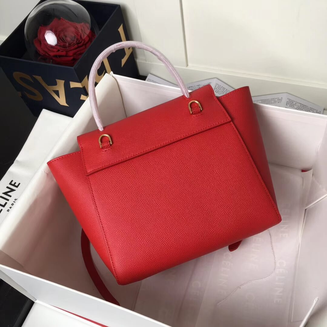 Celine Micro Belt Bag In Grained Calfskin 189153 Red