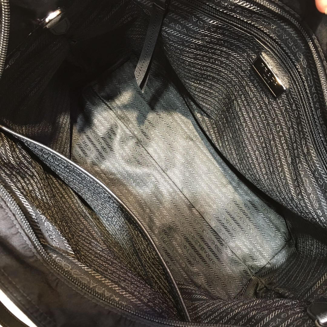 Prada Black Nylon Tote With Leather And Studs 1BG212