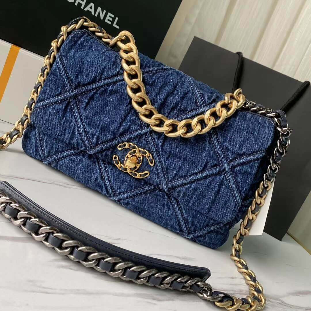 Chanel 19 Large Flap Bag AS1161 Denim