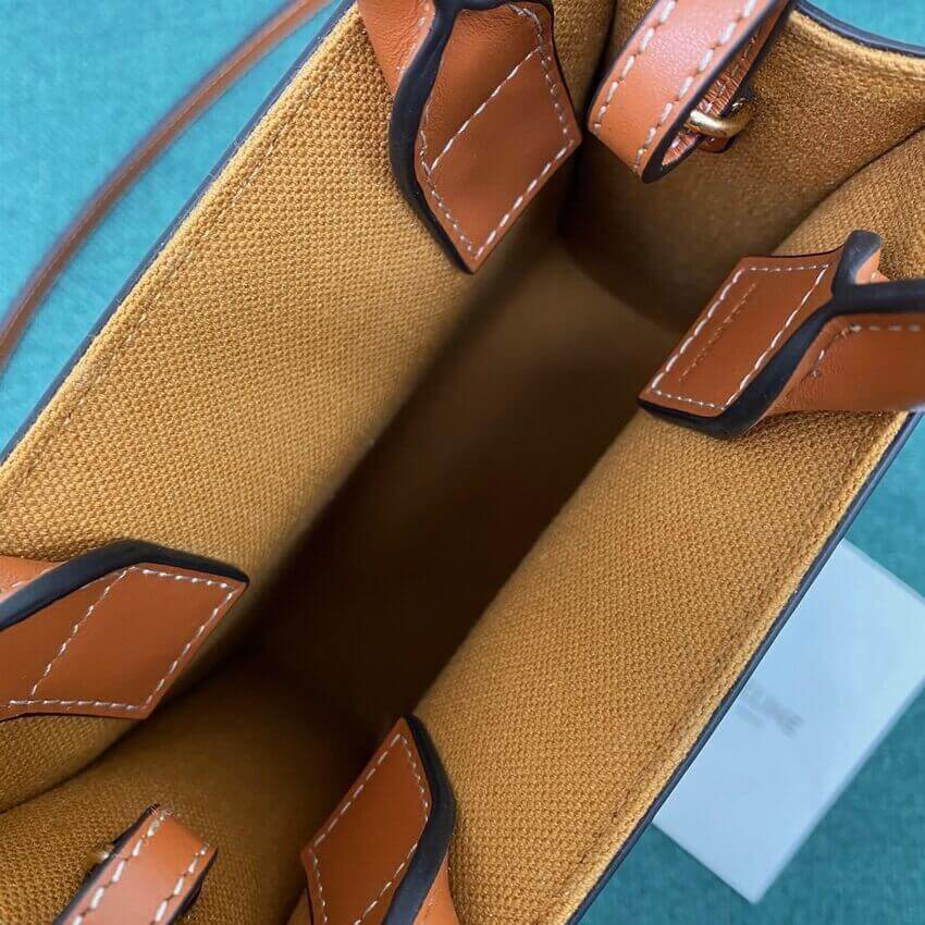 Celine Mini Vertical Cabas In Triomphe Canvas 194372 White