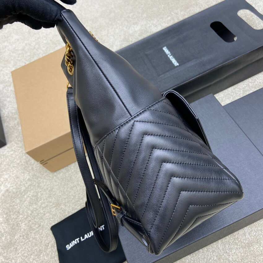 YSL Saint Laurent Joe Backpack 672609 In Black Lambskin