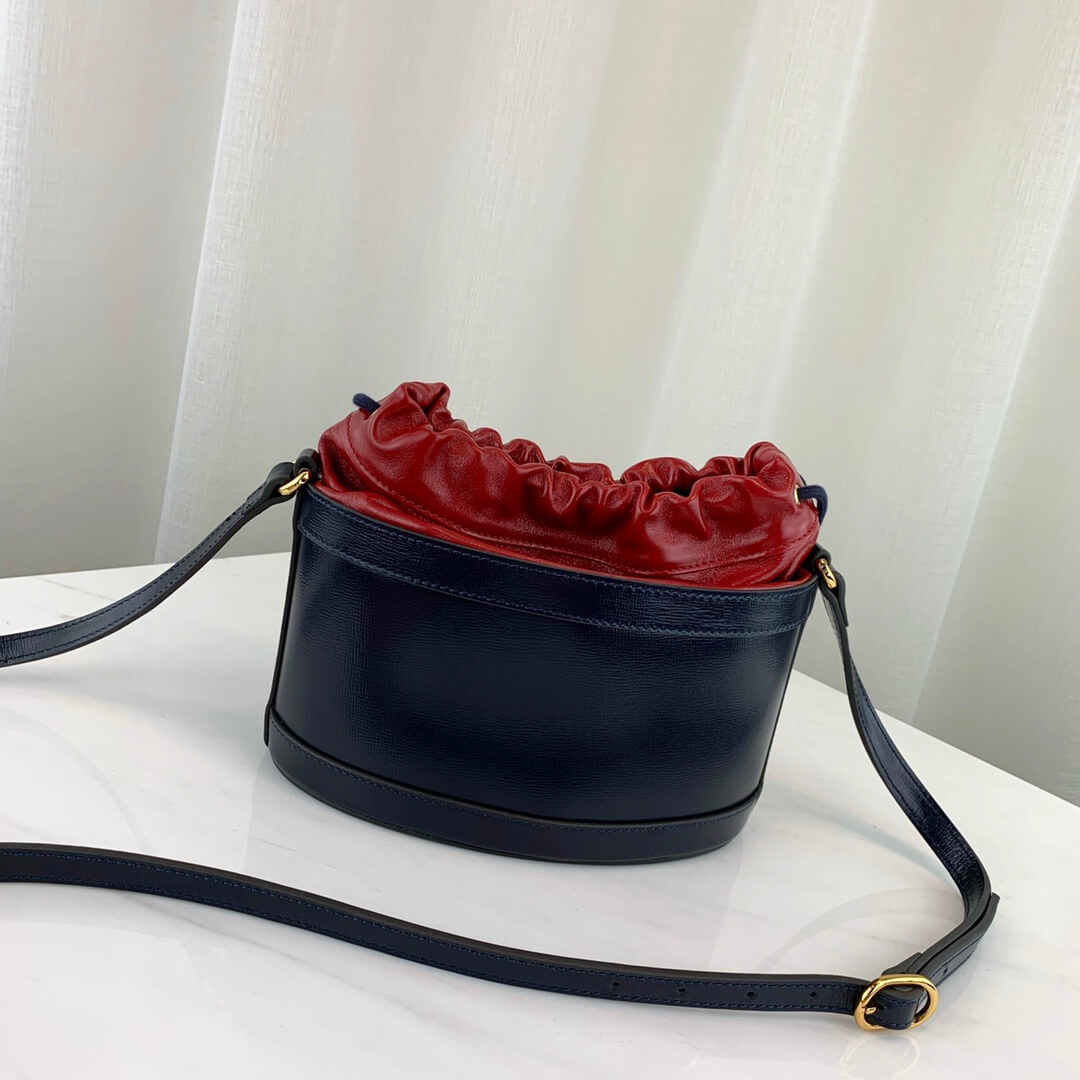 Gucci 1955 Horsebit Bucket Bag 602118 Blue/Red