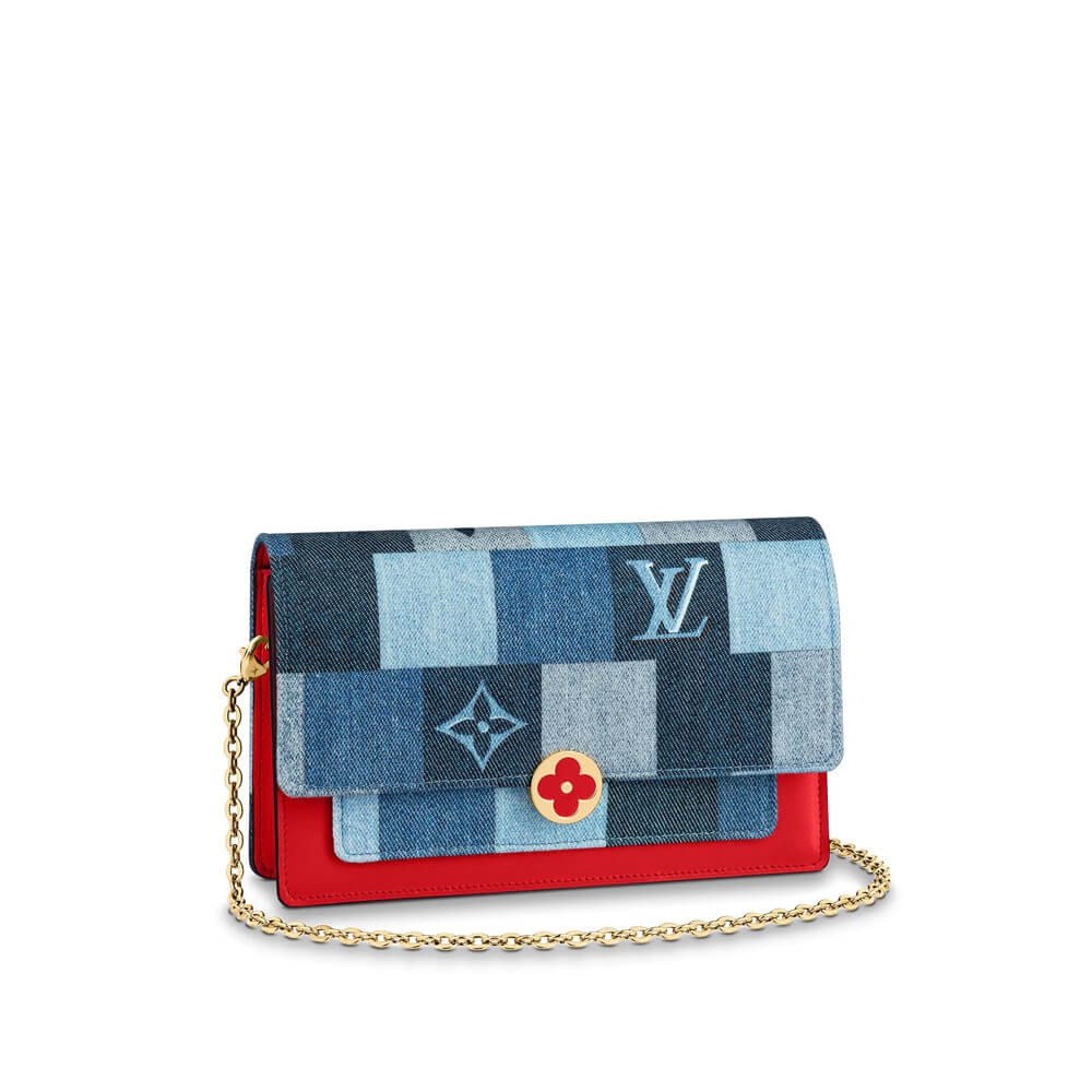 Louis Vuitton Monogram Denim Canvas Flore Chain Wallet M69036