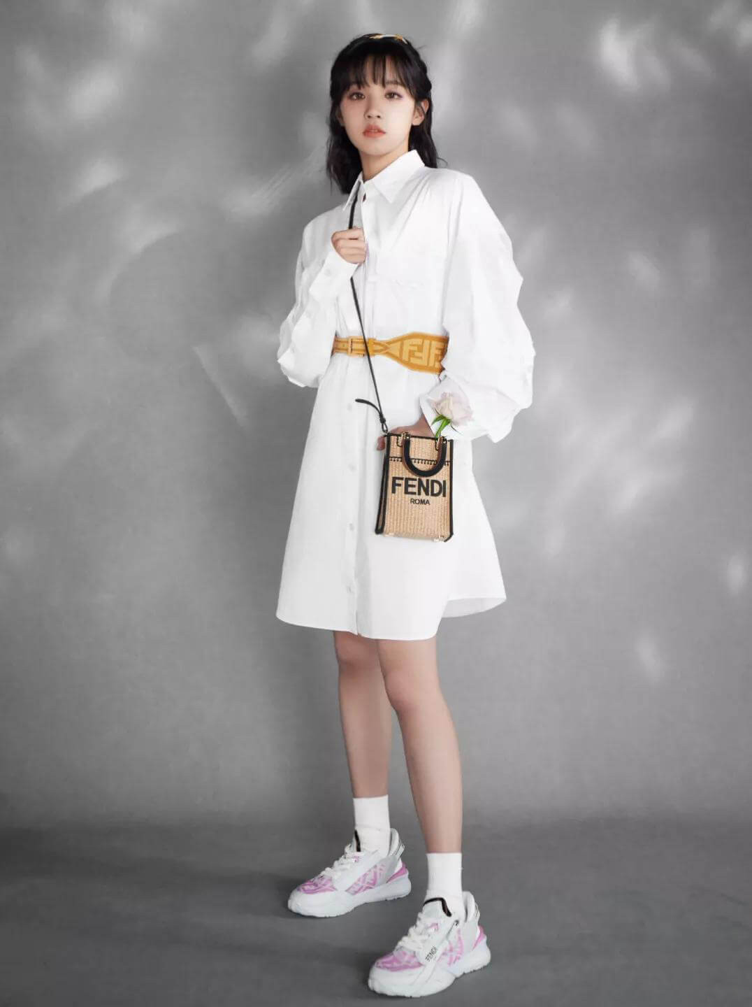 Fendi Sunshine Mini Woven Tote 8BS051 Beige