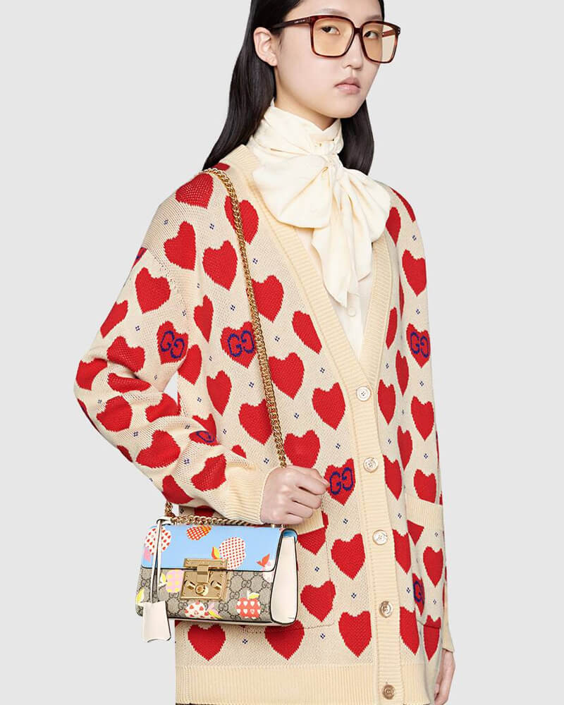 Gucci Padlock Heart Apple Pattern Small Shoulder Bag 409487