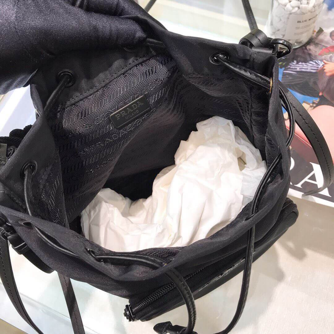 Prada Duet Nylon Shoulder Bag With Braided Trim 1BH038