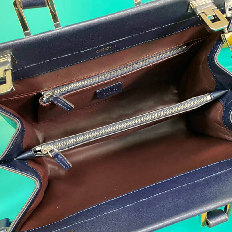 Gucci Zumi Smooth Leather  With Stripes Small Top Handle Bag 569712