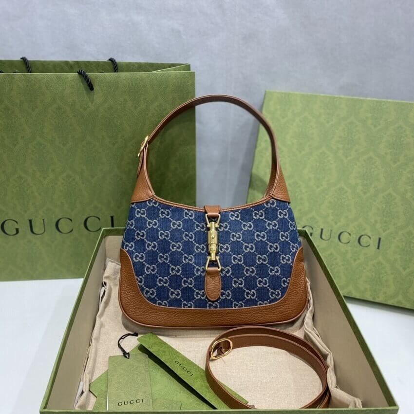 Gucci Denim Jackie 1961 Small Shoulder Bag 636706