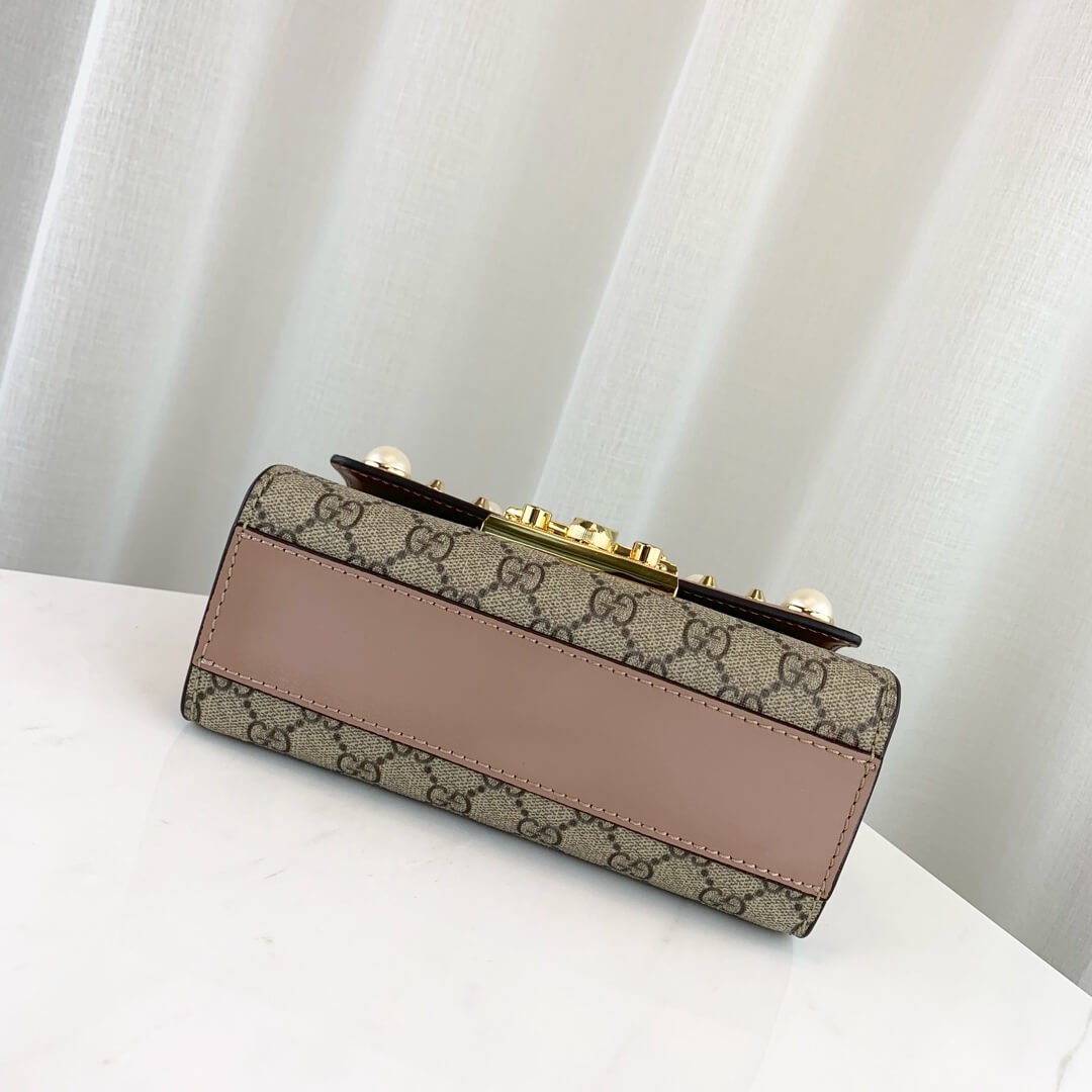 Gucci Padlock Studded GG Supreme Shoulder Bag 432182