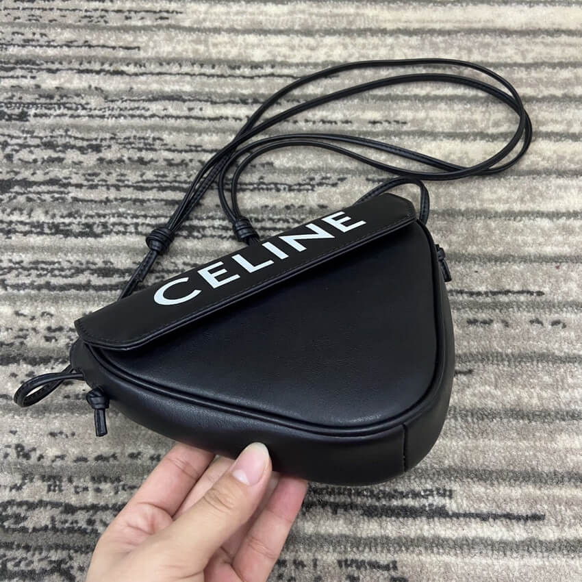 Celine Triangle Bag In Smooth Calfskin With Celine Print 195903