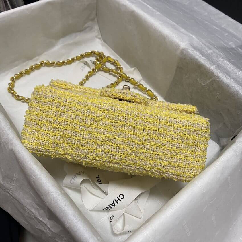 Chanel 20cm Classic Flap Bag in Yellow Tweed 1116