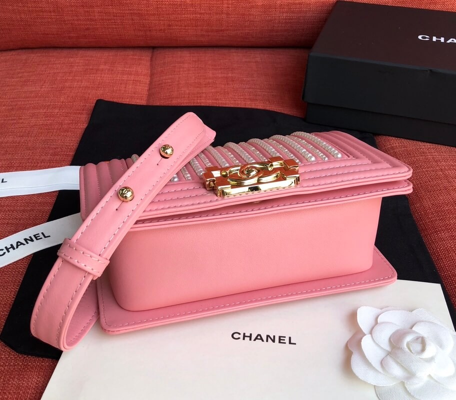 Chanel Imitation Pearls Small Boy Chanel Handbag A67085