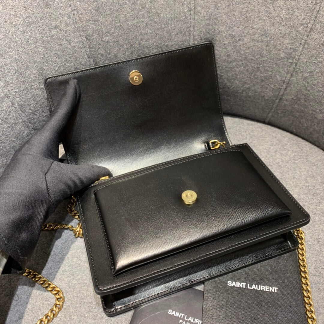 Saint Laurent Sunset Chain Wallet In Smooth Leather 533026