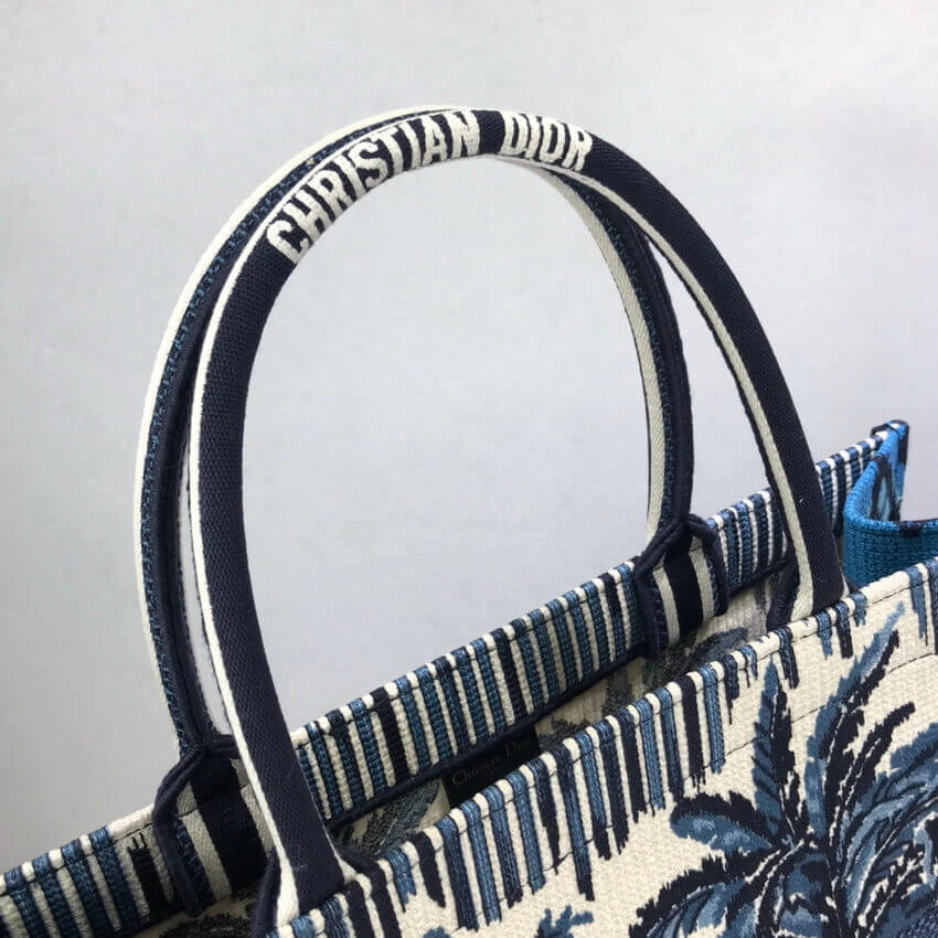 Dior Book Tote in Blue Palms Embroidery M1286