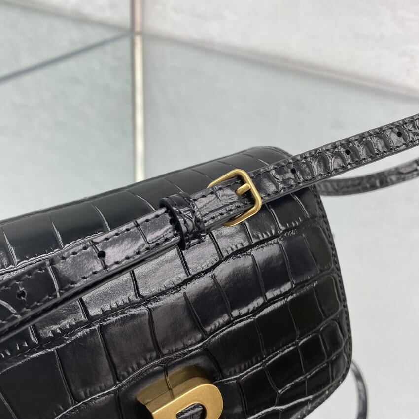 Balenciaga B Small Croc-effect Leather Shoulder Bag