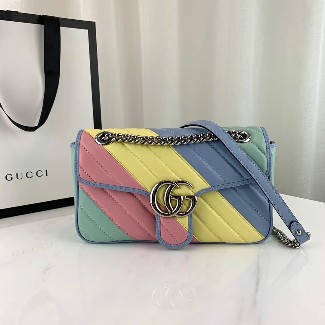 Gucci GG Marmont Small Shoulder Bag In Pastel And Rainbow 443497