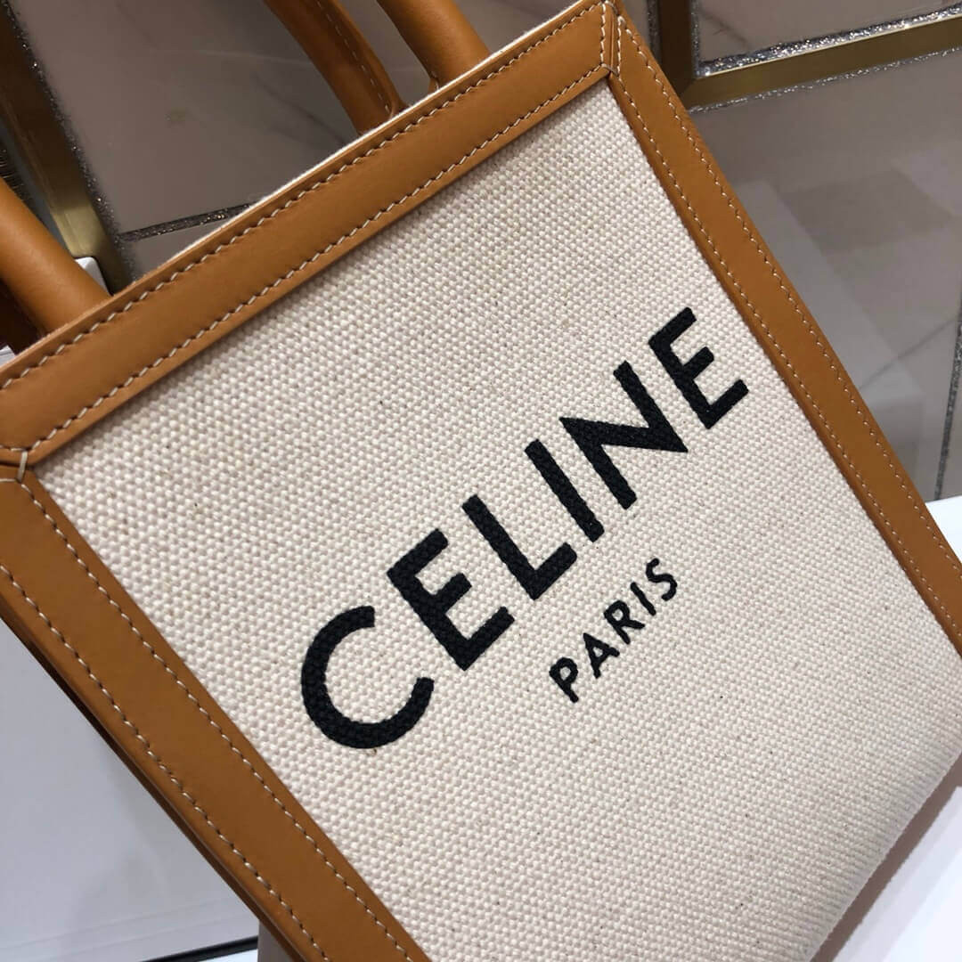 Celine Mini Vertical Cabas  In Canvas and Calfskin 193302