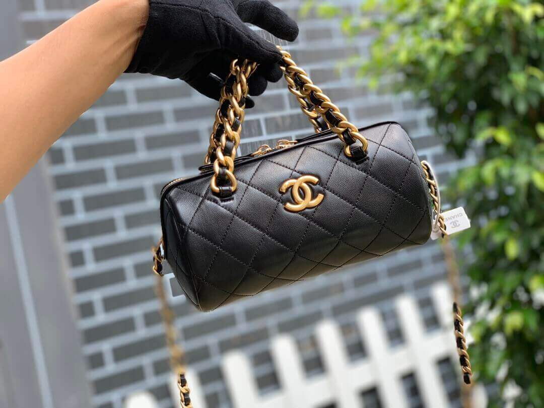 Chanel Shiny Lambskin Small Bowling Bag AS1899