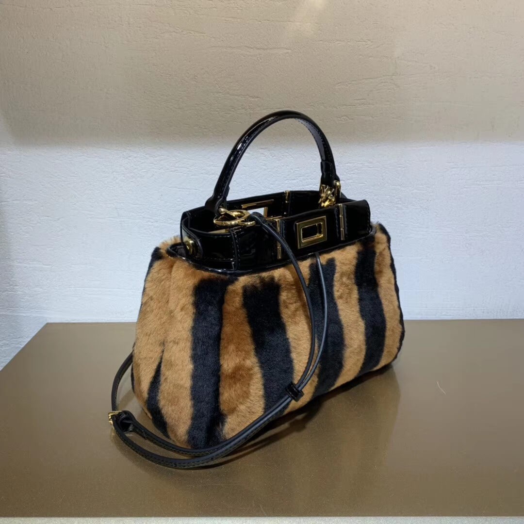 Fendi Peekaboo Iconic Mini Black Mink Bag 8BN244