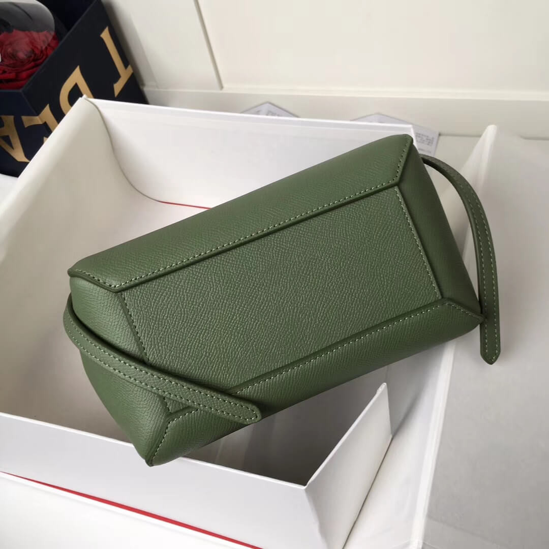 Celine Micro Belt Bag In Grained Calfskin 189153 Green