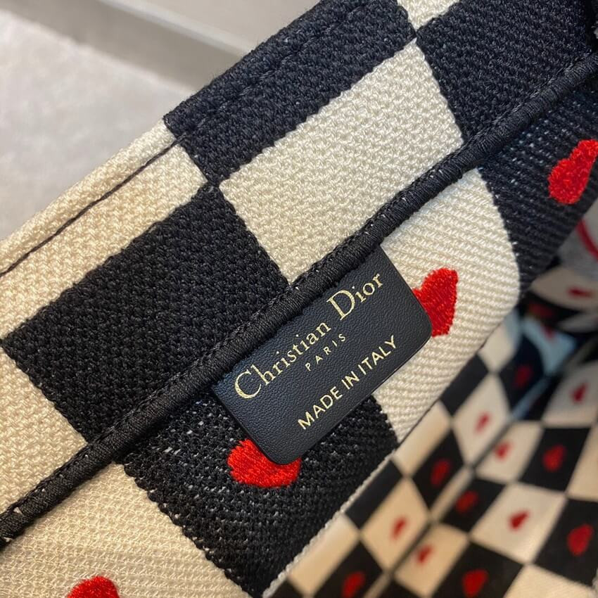 Christian Dior Dioramour Book Tote D-Chess Heart Embroidery M1286