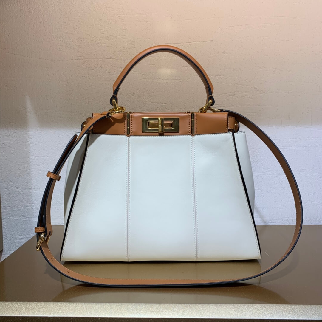 Fendi Peekaboo Iconic Medium Leather Bag 8BN290 White