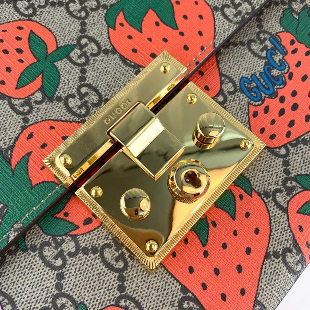 Gucci Padlock GG Strawberry Medium Shoulder Bag 409486