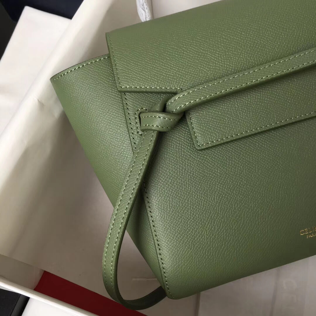 Celine Micro Belt Bag In Grained Calfskin 189153 Green