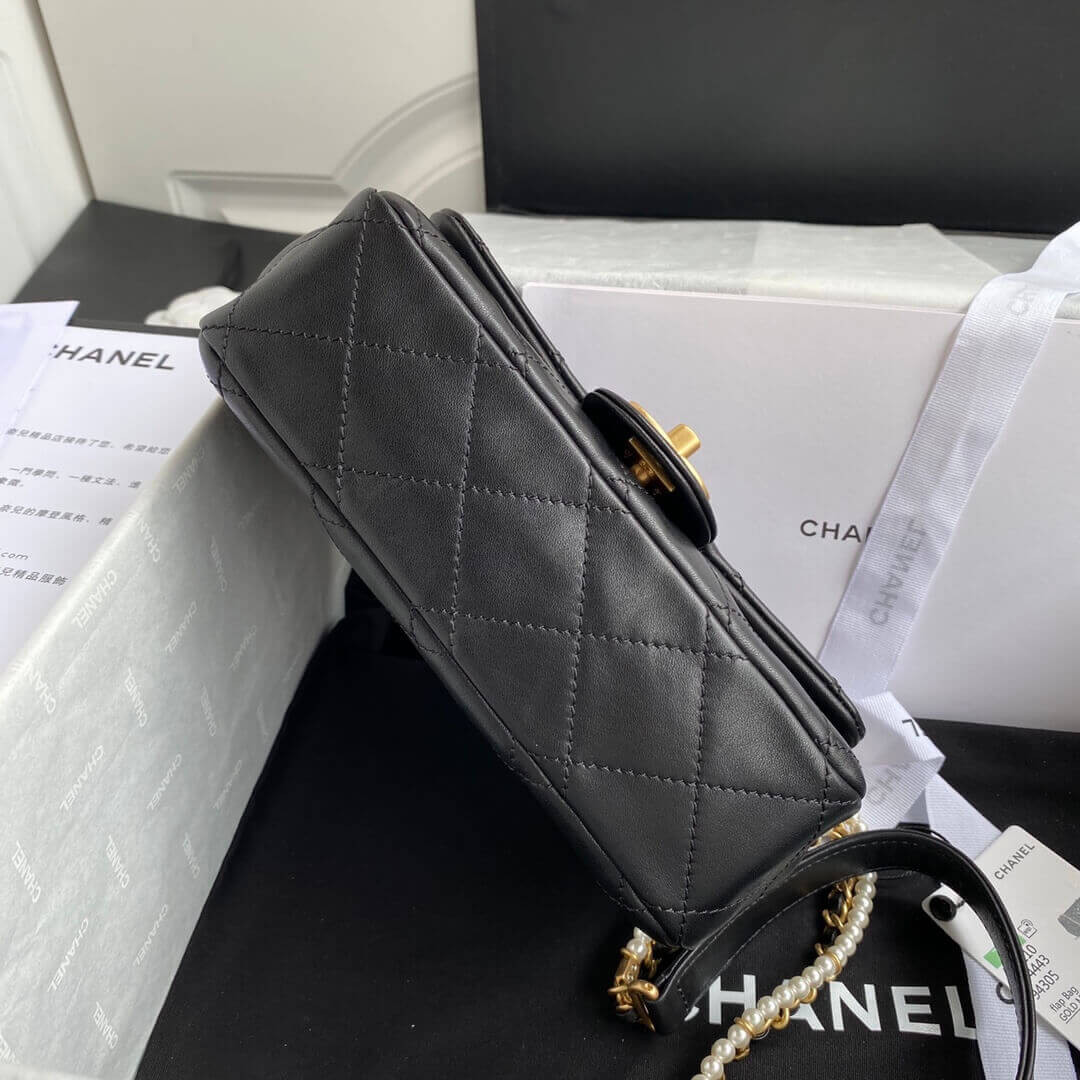 Chanel Crystal Pearls Chain Flap Bag AS2210