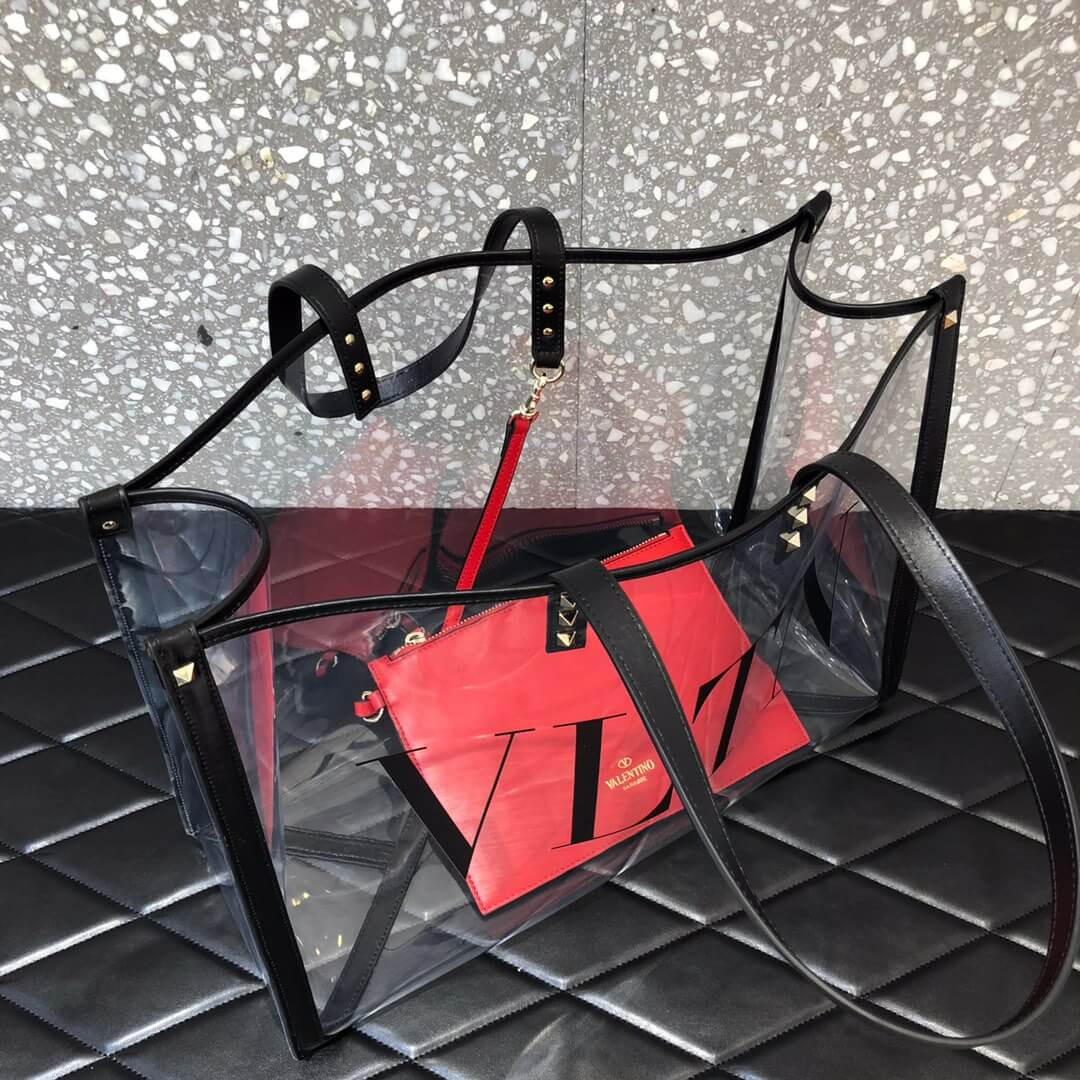 Valentino Garavani Grande Plage Medium PVC & Leather Tote Bag 9008