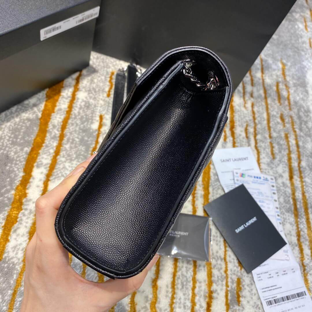 Saint Laurent Grain Leather Envelope Medium Bag 487206 Black