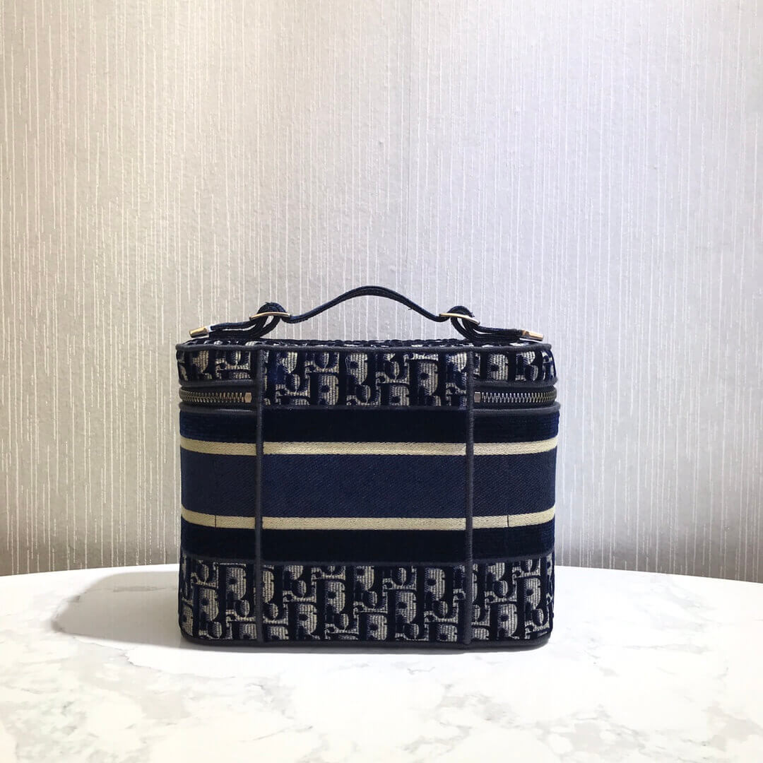 Dior Oblique Embroidered Velvet Diortravel Vanity Case S5480V