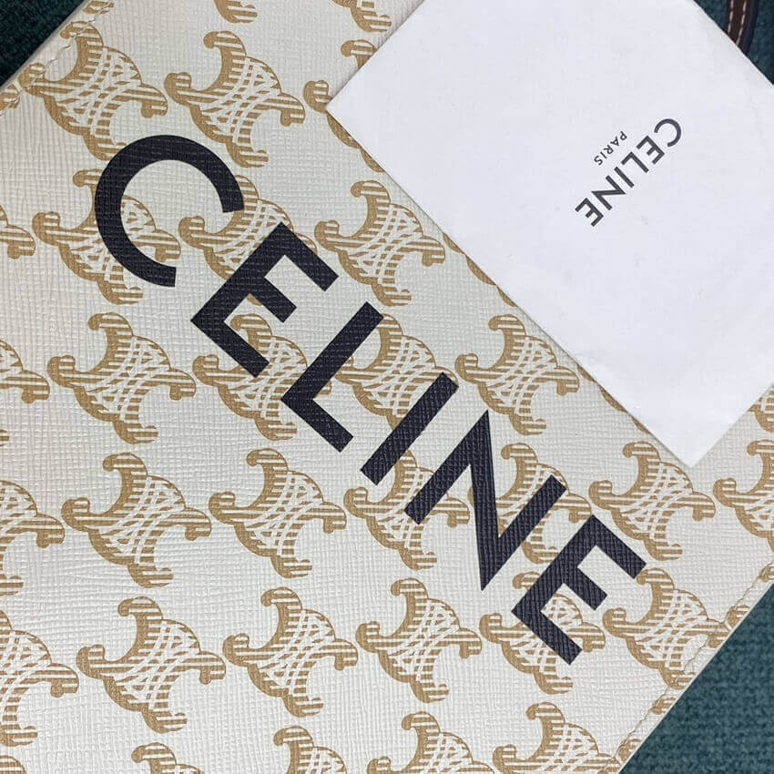 Celine Mini Vertical Cabas In Triomphe Canvas 194372 White