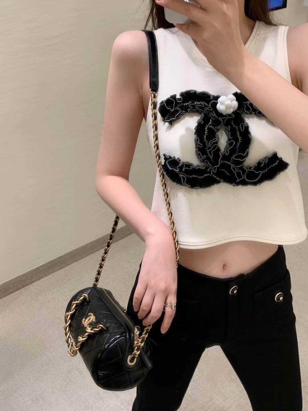 Chanel Shiny Lambskin Small Bowling Bag AS1899