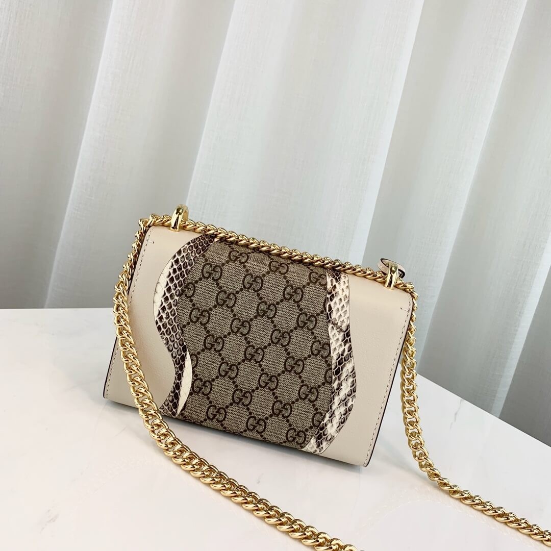 Gucci Padlock Snakeskin Small Shoulder Bag 432182 White
